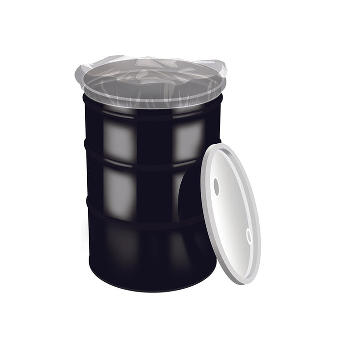 Case of 100 - 55 Gallon Elastic Drum Covers Clear 4 MIL